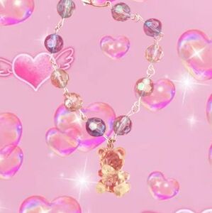 Crystal Bead Bracelet with Bear Charm